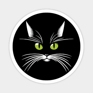 Green-eyed black cat in the dark Magnet